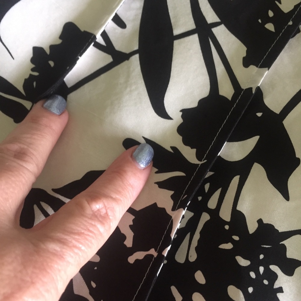 JANE LAMERTON PETITES womens petite 14 silk dress floral black and creamy white - Picture 10 of 17